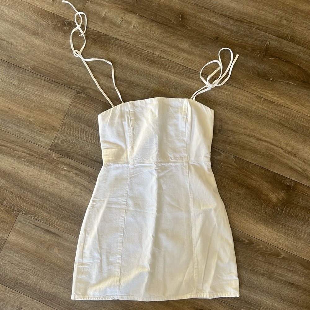 Zara White Mini Dress with Spaghetti Straps